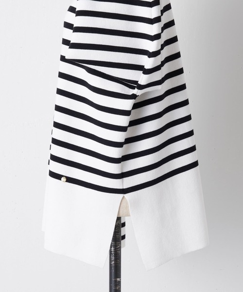 BEARDSLEY(ビアズリー)の「型崩れしにくいボーダーニット(ニット/セーター・レディース・ブラック/ブルー・FREE)」の13枚目の写真