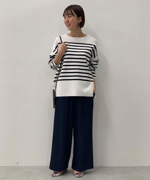 BEARDSLEY(ビアズリー)の「型崩れしにくいボーダーニット(ニット/セーター・レディース・ブラック/ブルー・FREE)」の8枚目の写真