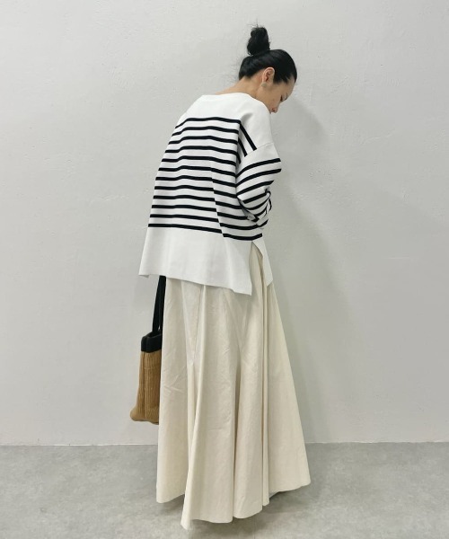 BEARDSLEY(ビアズリー)の「型崩れしにくいボーダーニット(ニット/セーター・レディース・ブラック/ブルー・FREE)」の22枚目の写真