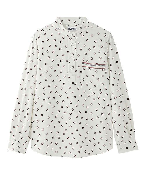 LA MARINE FRANCAISE(マリン フランセーズ)の「Floatのスタンドシャツ(シャツ/ブラウス・レディース・ネイビー/オフホワイト・F)」の6枚目の写真