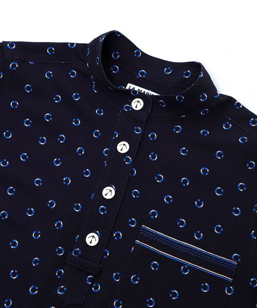 LA MARINE FRANCAISE(マリン フランセーズ)の「Floatのスタンドシャツ(シャツ/ブラウス・レディース・ネイビー/オフホワイト・F)」の4枚目の写真