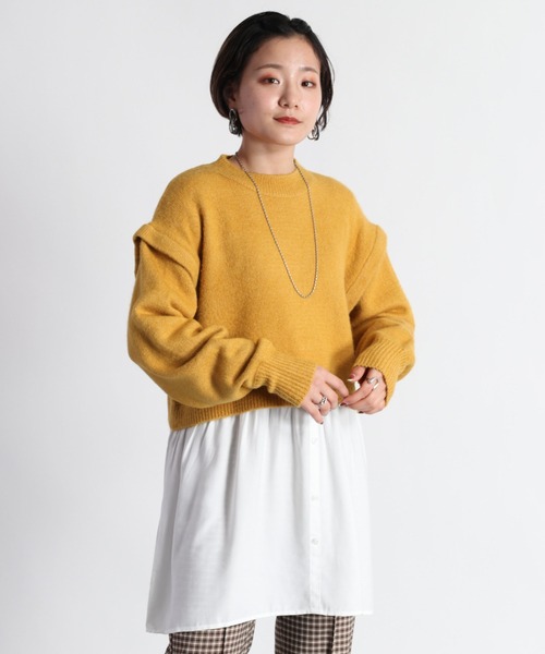 cepo（セポ）の「ショートニットドッキングシャツワンピース（シャツワンピース・レディース・ブラウン/イエロー/ブルー・M）」の20枚目の写真