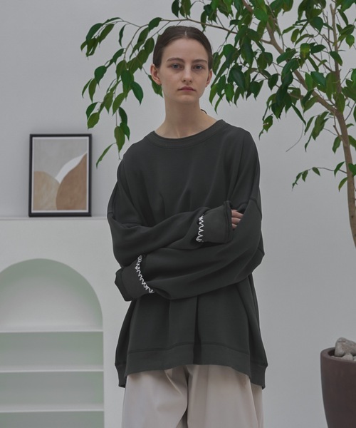 shiki tokyo(シキトウキョウ)の「Oversized Handstitch Balloon Sweat / オーバーサイズハンドステッチバルーンスウェット(Tシャツ/カットソー・メンズ・イエロー/ライトベージュ/グリーン・MEDIUM/LARGE/SMALL)」の4枚目の写真