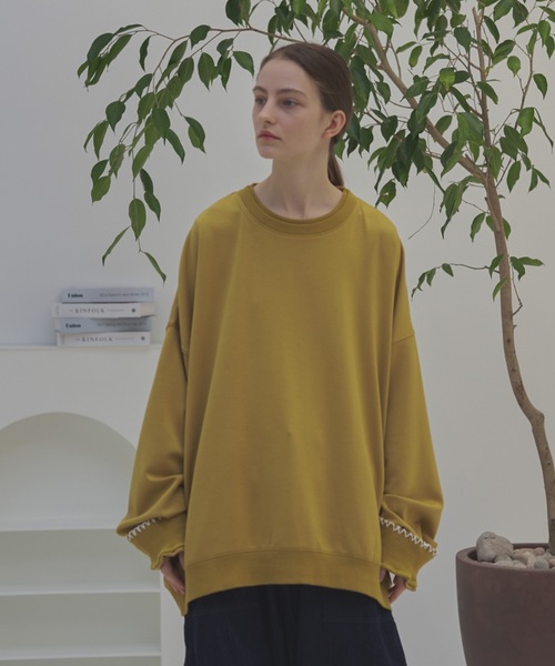 shiki tokyo(シキトウキョウ)の「Oversized Handstitch Balloon Sweat / オーバーサイズハンドステッチバルーンスウェット(Tシャツ/カットソー・メンズ・イエロー/ライトベージュ/グリーン・MEDIUM/LARGE/SMALL)」の17枚目の写真