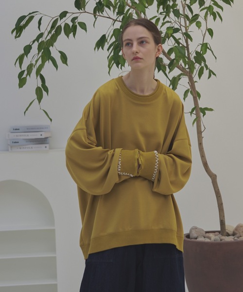 shiki tokyo(シキトウキョウ)の「Oversized Handstitch Balloon Sweat / オーバーサイズハンドステッチバルーンスウェット(Tシャツ/カットソー・メンズ・イエロー/ライトベージュ/グリーン・MEDIUM/LARGE/SMALL)」の18枚目の写真