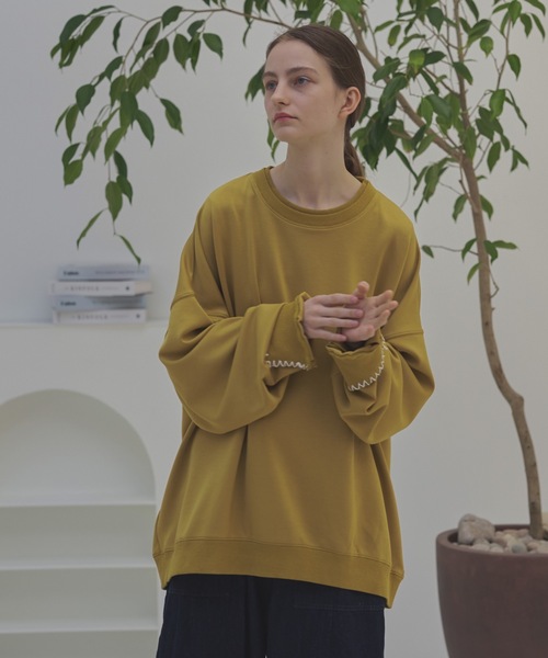 shiki tokyo(シキトウキョウ)の「Oversized Handstitch Balloon Sweat / オーバーサイズハンドステッチバルーンスウェット(Tシャツ/カットソー・メンズ・イエロー/ライトベージュ/グリーン・MEDIUM/LARGE/SMALL)」の14枚目の写真