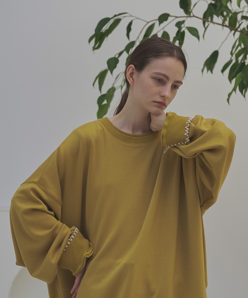 shiki tokyo(シキトウキョウ)の「Oversized Handstitch Balloon Sweat / オーバーサイズハンドステッチバルーンスウェット(Tシャツ/カットソー・メンズ・イエロー/ライトベージュ/グリーン・MEDIUM/LARGE/SMALL)」の20枚目の写真