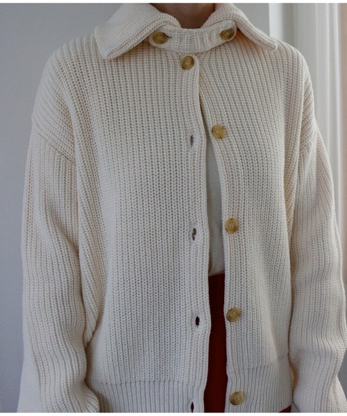 CIENA(シエナ)の「衿付きニットカーディガン(カーディガン/ボレロ・レディース・ブラック/ベージュ/オフホワイト・FREE)」の5枚目の写真