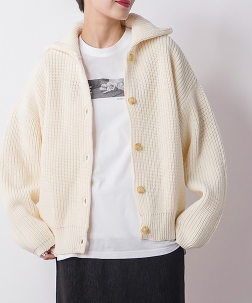 CIENA(シエナ)の「衿付きニットカーディガン(カーディガン/ボレロ・レディース・ブラック/ベージュ/オフホワイト・FREE)」の18枚目の写真