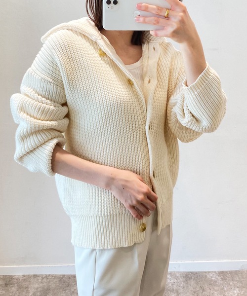 CIENA(シエナ)の「衿付きニットカーディガン(カーディガン/ボレロ・レディース・ブラック/ベージュ/オフホワイト・FREE)」の21枚目の写真