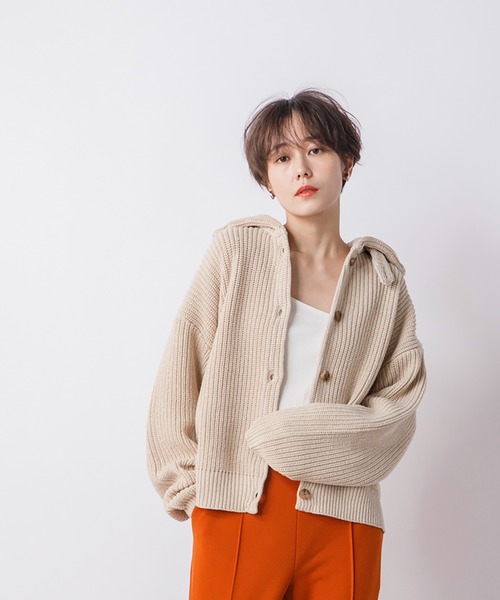 CIENA(シエナ)の「衿付きニットカーディガン(カーディガン/ボレロ・レディース・ブラック/ベージュ/オフホワイト・FREE)」の22枚目の写真