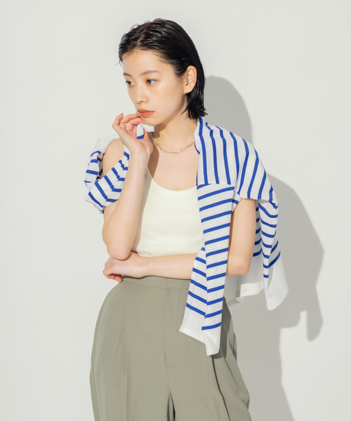 N.O.R.C by the line（ノークバイザライン）の「パネルボーダープルオーバー（Tシャツ/カットソー・レディース・キャメル/ホワイト/ブルー・M/L/XXL/S）」の18枚目の写真