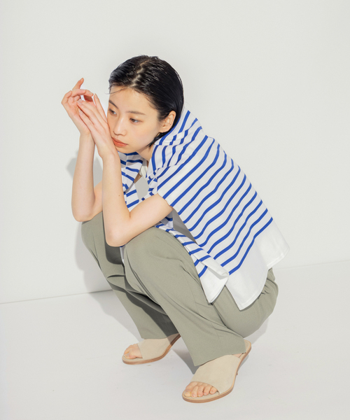 N.O.R.C by the line（ノークバイザライン）の「パネルボーダープルオーバー（Tシャツ/カットソー・レディース・キャメル/ホワイト/ブルー・M/L/XXL/S）」の19枚目の写真