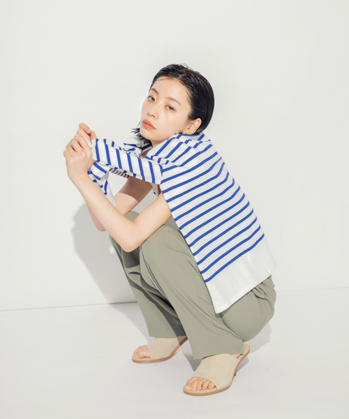 N.O.R.C by the line（ノークバイザライン）の「パネルボーダープルオーバー（Tシャツ/カットソー・レディース・キャメル/ホワイト/ブルー・M/L/XXL/S）」の20枚目の写真