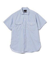 【極美品】BEAMS PLUS ストライプ柄 半袖 プルオーバー シャツ L 極美品】BEAMS PLUS ストライプ柄 半袖 プルオーバー シャツ L