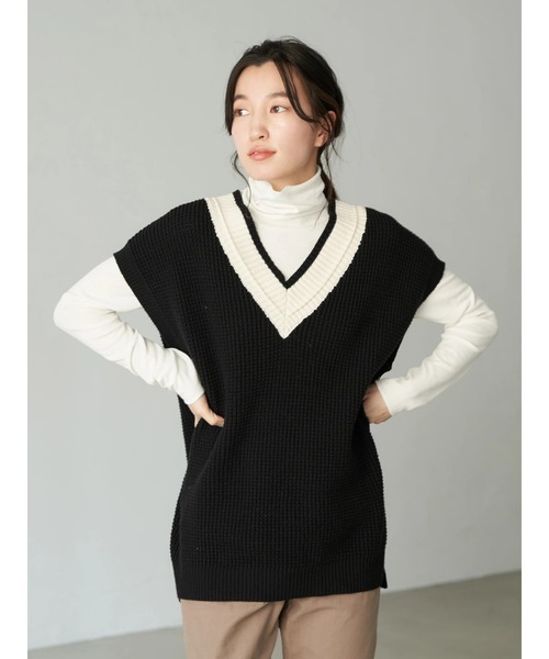 earth music&ecology(アースミュージックアンドエコロジー)の「タートルネックリブカットプルオーバー*(その他トップス・レディース・グレイッシュベージュ/オフホワイト/ブラック/ブルー・FREE)」の9枚目の写真