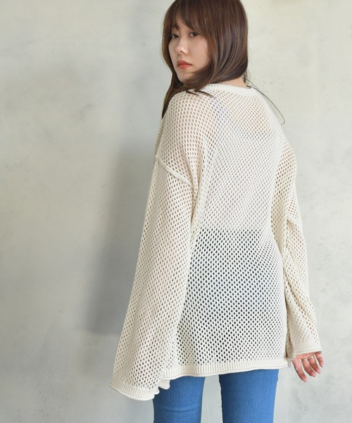 定期入れの セール】メッシュ編切替プルオーバー（ニット/セーター トップス