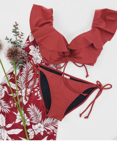 San-ai Resort 三愛水着楽園（サンアイリゾート　サンアイミズギラクエン）の「軽い着け心地でしっかり盛れる【楽盛り水着】　ワイヤービキニ　7S・9M・11L【San-ai Resort（サンアイリゾート）】（水着・レディース・ホワイト/レッド/ブラック/ピンク・11号/9号/7号）」の4枚目の写真