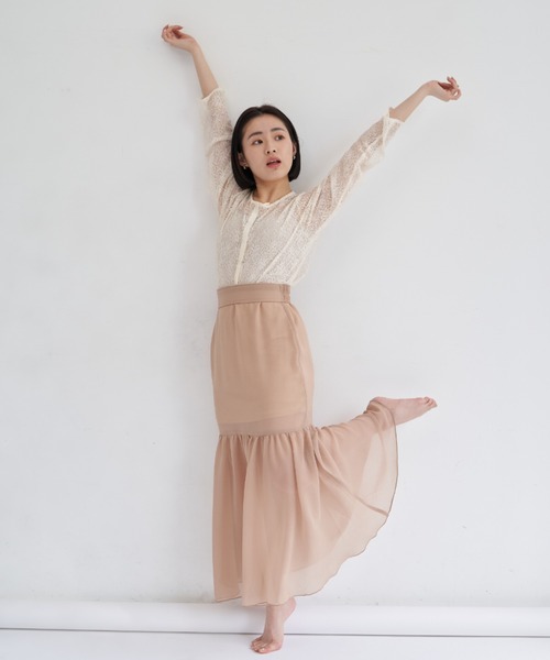 VANNIE U(ヴァニーユー)の「シアーマーメイドスカート(スカート・レディース・ブラック/ベージュ/ピンク・FREE)」の20枚目の写真