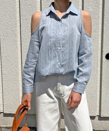 Jewelobe | 肩あきストライプシアーシャツ(シャツ/ブラウス)