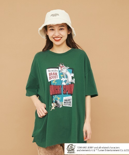 RODEO CROWNS WIDE BOWL（ロデオクラウンズワイドボウル）の「T&J BRIGHT SPARKビッグTシャツ（Tシャツ/カットソー・レディース・チャコールグレー/グリーン/オフホワイト・FREE）」の18枚目の写真