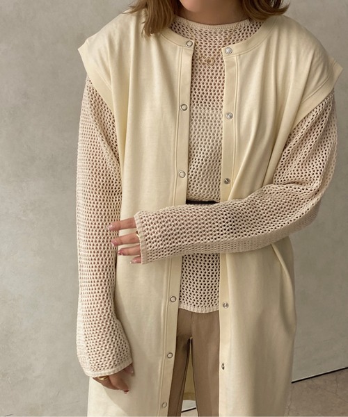 apres jour clair（アプレジュールクレア）の「【apres jour clair】スウェットジレ【ZOZOTOWN限定アイテム】（ベスト・レディース・アイボリー/ダークブラウン/ベージュ/ナチュラル・フリー/X-LARGE）」の8枚目の写真