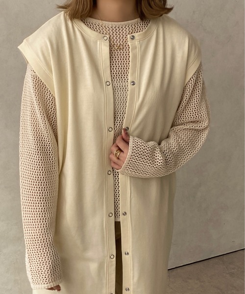 apres jour clair（アプレジュールクレア）の「【apres jour clair】スウェットジレ【ZOZOTOWN限定アイテム】（ベスト・レディース・アイボリー/ダークブラウン/ベージュ/ナチュラル・フリー/X-LARGE）」の9枚目の写真