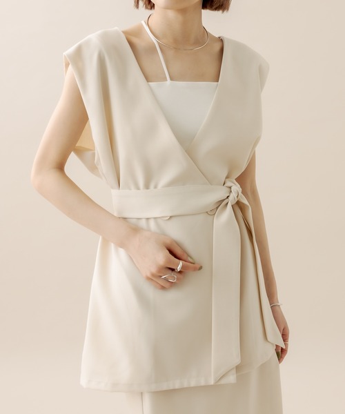 mystic（ミスティック）の「[mline] ジレ（ベスト・レディース・ベージュ/アイボリー/ブラック・FREE）」の2枚目の写真