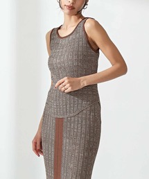 リネンタッチミックスリブタンクトップ