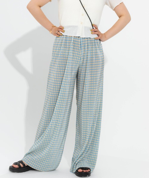 nemne store（ネンネストア）の「プリーツチェックパンツ（その他パンツ・レディース・ブラック/イエロー/ブルー/グリーン・フリー）」の4枚目の写真