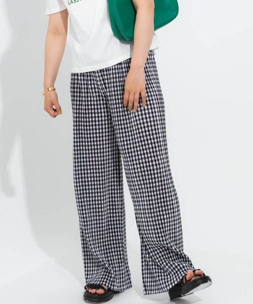 nemne store（ネンネストア）の「プリーツチェックパンツ（その他パンツ・レディース・ブラック/イエロー/ブルー/グリーン・フリー）」の2枚目の写真