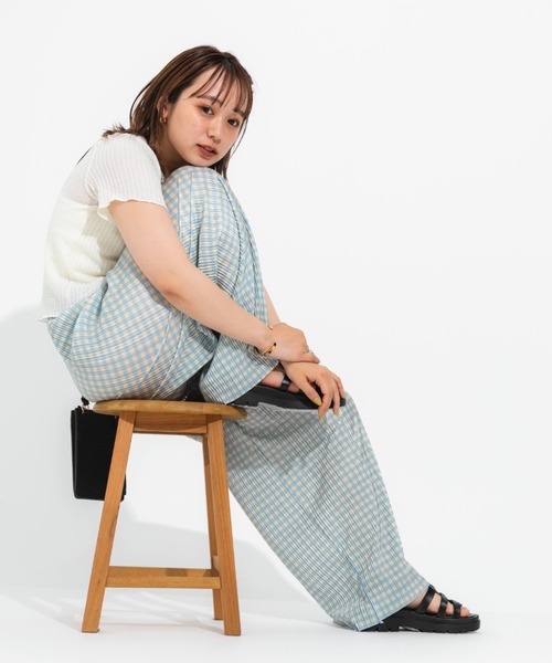 nemne store（ネンネストア）の「プリーツチェックパンツ（その他パンツ・レディース・ブラック/イエロー/ブルー/グリーン・フリー）」の19枚目の写真