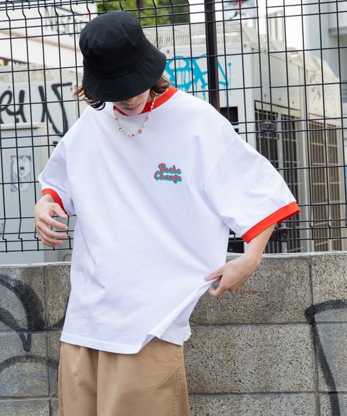 WEGO（ウィゴー）の「WEGO/ヘビーウエイト レトロロゴリンガーBIG半袖T（Tシャツ/カットソー・メンズ・ホワイト/ホワイト系その他/ピンク/グリーン・MEDIUM/LARGE）」の13枚目の写真