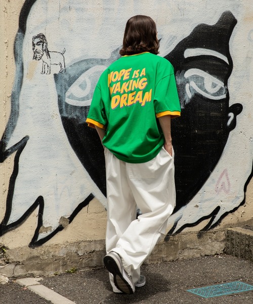 WEGO（ウィゴー）の「WEGO/ヘビーウエイト レトロロゴリンガーBIG半袖T（Tシャツ/カットソー・メンズ・ホワイト/ホワイト系その他/ピンク/グリーン・MEDIUM/LARGE）」の16枚目の写真