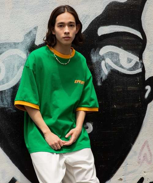 WEGO（ウィゴー）の「WEGO/ヘビーウエイト レトロロゴリンガーBIG半袖T（Tシャツ/カットソー・メンズ・ホワイト/ホワイト系その他/ピンク/グリーン・MEDIUM/LARGE）」の17枚目の写真