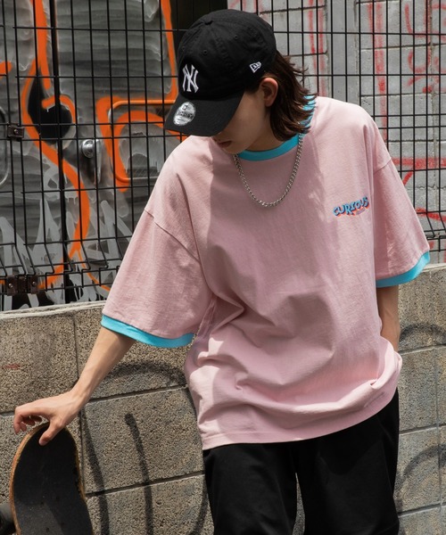 WEGO（ウィゴー）の「WEGO/ヘビーウエイト レトロロゴリンガーBIG半袖T（Tシャツ/カットソー・メンズ・ホワイト/ホワイト系その他/ピンク/グリーン・MEDIUM/LARGE）」の21枚目の写真