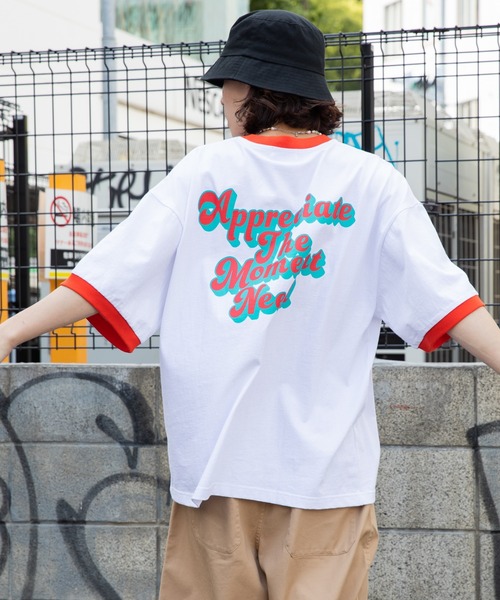 WEGO（ウィゴー）の「WEGO/ヘビーウエイト レトロロゴリンガーBIG半袖T（Tシャツ/カットソー・メンズ・ホワイト/ホワイト系その他/ピンク/グリーン・MEDIUM/LARGE）」の5枚目の写真