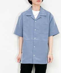 ポリ無地 オープンカラーシャツS/S レディース メンズ