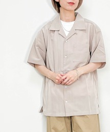 ポリ無地 オープンカラーシャツS/S レディース メンズ
