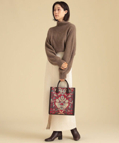 Ray BEAMS(レイビームス)の「Ray BEAMS / ゴブラン トートバッグ(トートバッグ・レディース・ネイビー/ブラウン・ONE SIZE)」の4枚目の写真