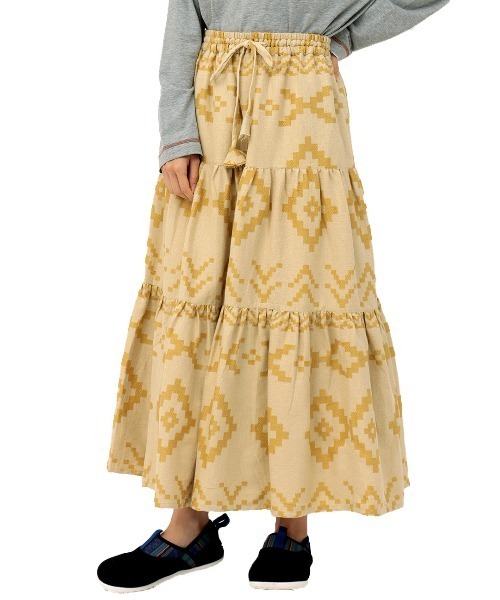 チチカカ（チチカカ）の「ナバホジャカードスカート（スカート・レディース・ブラウン/ピンク/アイボリー・FREE）」の8枚目の写真