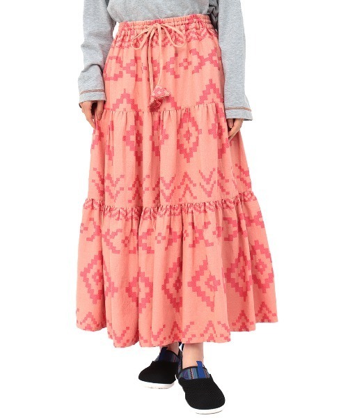 チチカカ（チチカカ）の「ナバホジャカードスカート（スカート・レディース・ブラウン/ピンク/アイボリー・FREE）」の9枚目の写真