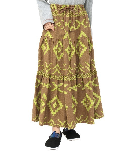 チチカカ（チチカカ）の「ナバホジャカードスカート（スカート・レディース・ブラウン/ピンク/アイボリー・FREE）」の7枚目の写真