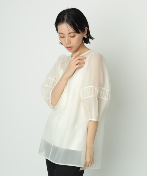 カデュネ　シースルーブラウス M CADUNE（カデュネ）の「シースルーデザインスリーブブラウス