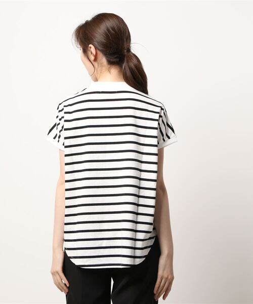 Samansa Mos2 blue(サマンサモスモスブルー)の「【USAコットン】ハイネックフレンチTシャツ(Tシャツ/カットソー・レディース・ホワイト/ブラウン/オフホワイト/ラベンダー/チャコール・フリ-)」の7枚目の写真