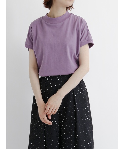 Samansa Mos2 blue(サマンサモスモスブルー)の「【USAコットン】ハイネックフレンチTシャツ(Tシャツ/カットソー・レディース・ホワイト/ブラウン/オフホワイト/ラベンダー/チャコール・フリ-)」の5枚目の写真