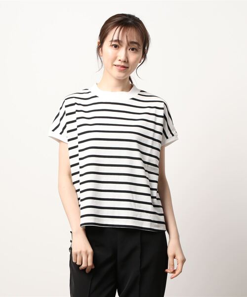 Samansa Mos2 blue(サマンサモスモスブルー)の「【USAコットン】ハイネックフレンチTシャツ(Tシャツ/カットソー・レディース・ホワイト/ブラウン/オフホワイト/ラベンダー/チャコール・フリ-)」の21枚目の写真