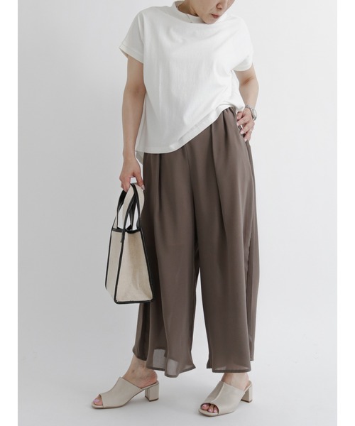 Samansa Mos2 blue(サマンサモスモスブルー)の「【USAコットン】ハイネックフレンチTシャツ(Tシャツ/カットソー・レディース・ホワイト/ブラウン/オフホワイト/ラベンダー/チャコール・フリ-)」の11枚目の写真