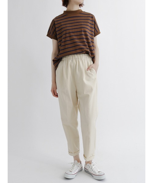 Samansa Mos2 blue(サマンサモスモスブルー)の「【USAコットン】ハイネックフレンチTシャツ(Tシャツ/カットソー・レディース・ホワイト/ブラウン/オフホワイト/ラベンダー/チャコール・フリ-)」の9枚目の写真