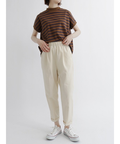 Samansa Mos2 blue(サマンサモスモスブルー)の「【USAコットン】ハイネックフレンチTシャツ(Tシャツ/カットソー・レディース・ホワイト/ブラウン/オフホワイト/ラベンダー/チャコール・フリ-)」の8枚目の写真